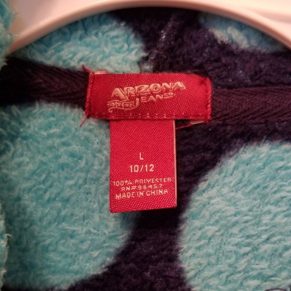 Girls Navy & Aqua Blue zippered hoodie Sz 10/12 - Picture 2 of 4